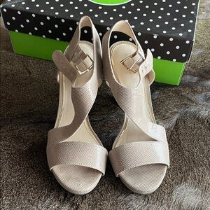 Kelly & Katie KK Petra taupe lizard heels